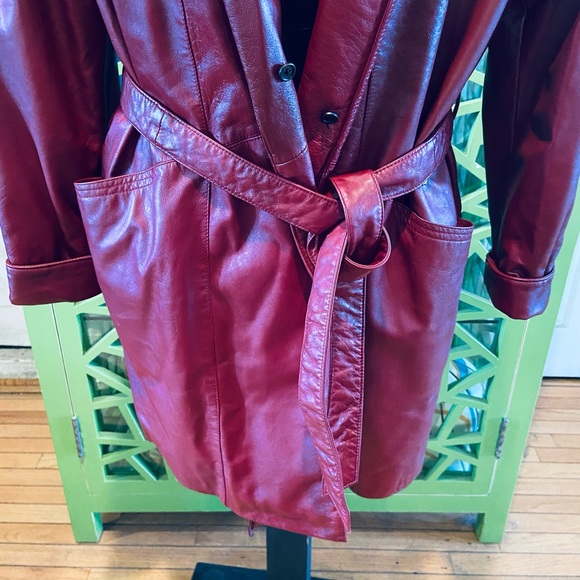 Excelled Vintage Rich Red Leather Duster Jacket - XL - Picture 2 of 7